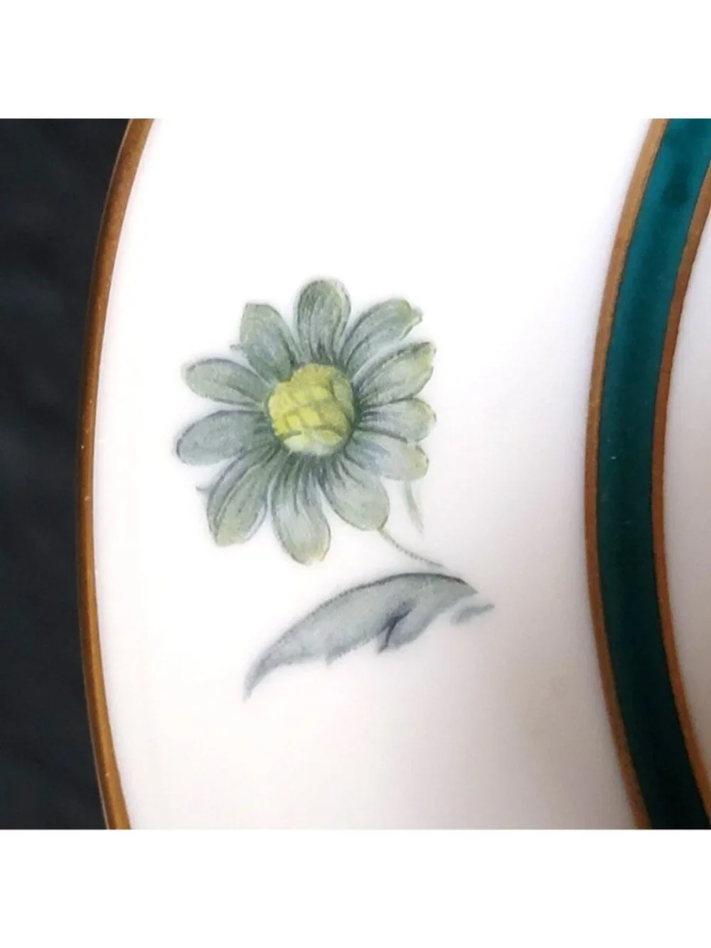 Vtg Royal Bayreuth Teal Tulip Fruit /Dessert/ Sauce Bowl Floral Design Gold Trim